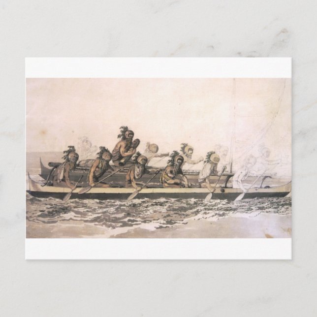 Carte Postale Canot des îles Sandwich. Hawaï. c. 1778 (Devant)