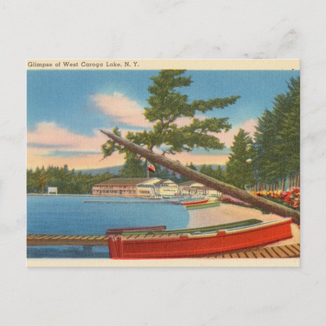 Carte Postale Canot sur West Caroga Lake, New York (Devant)