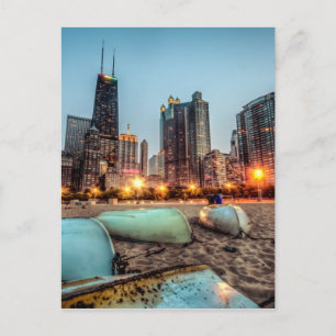 Carte Postale Canots sur Oak Street Beach un peu après le couche