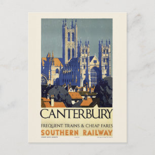 Carte Postale Canterbury Poster vintage britannique 1937