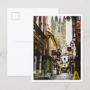 Carte Postale Canterbury Royaume-Uni Belle peinture à l'huile 