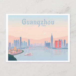 Carte Postale Canton Chine Pearl River Pastel Voyage