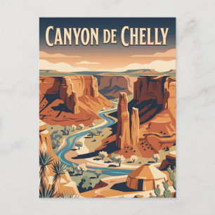 Carte Postale Canyon de Chelly Arizona Désert Affiche Vintage