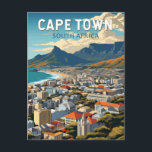 Carte Postale Cap Afrique du Sud Voyage Art Vintage<br><div class="desc">Design de voyage vectoriel rétro du Cap. Le Cap est une ville portuaire sur la côte sud-ouest de l'Afrique du Sud,  sur une péninsule sous l'imposante montagne de la Table.</div>
