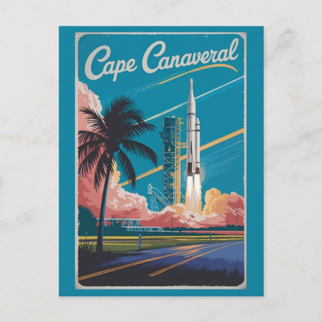 Carte Postale Cape Canaveral Florida Illustration Art de Voyage (Devant)