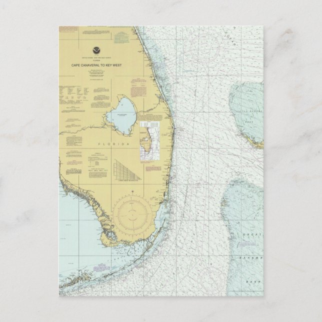 Carte postale Cape Canaveral to Key West Nautical  (Devant)