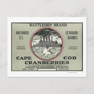 Carte Postale Cape Cod Battleship Marque Cranberry Étiquette