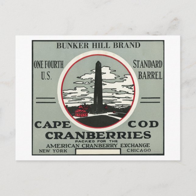 Carte Postale Cape Cod Bunker Hill Marque Cranberry Étiquette (Devant)