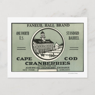 Carte Postale Cape Cod Faneuil Hall Marque Étiquette Cranberry