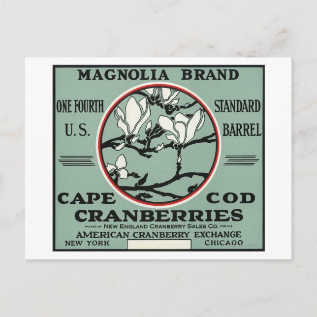 Carte Postale Cape Cod Magnolia Brand Cranberry Étiquette (Devant)