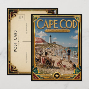 Carte Postale Cape Cod Massachusetts Art Déco Vintage de l'Âge d