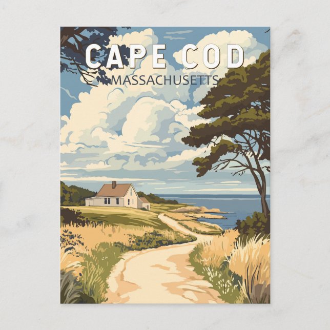 Carte Postale Cape Cod Massachusetts Voyage Art Vintage (Devant)