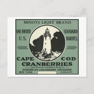 Carte Postale Cape Cod Minots Étiquette de la marque légère Cran