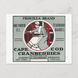 Carte Postale Cape Cod Priscilla Marque Cranberry Étiquette