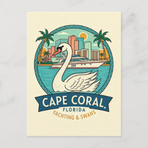 Carte Postale Cape Coral FL Voyage Rétro Yachts Cygnes 