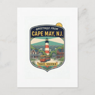 Carte Postale Cape May NJ Salutations Voyage Rétro