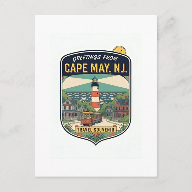 Carte Postale Cape May NJ Salutations Voyage Rétro (Devant)