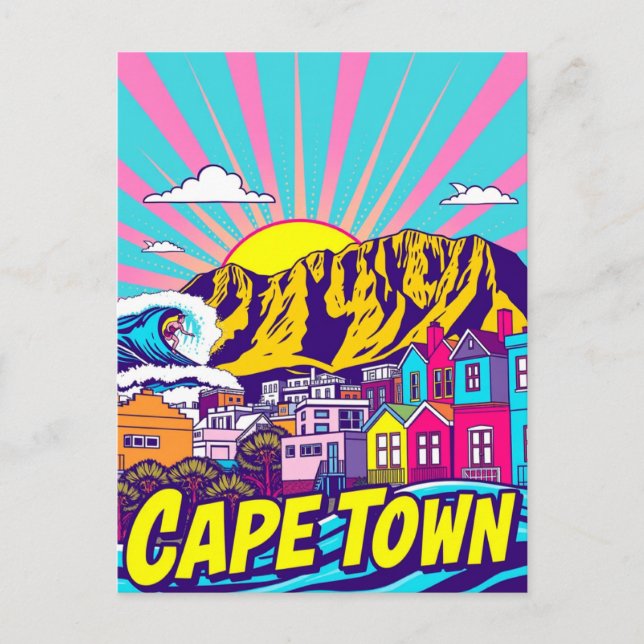 Carte Postale Cape Town, Afrique du Sud Art Travel Poster (Devant)