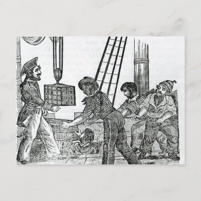 Carte Postale Capitaine Avery recevant trois coffres du Trésor (Devant)