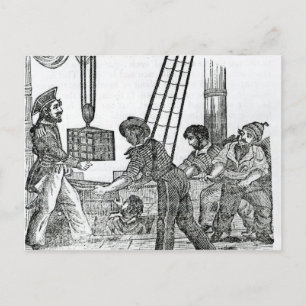 Carte Postale Capitaine Avery recevant trois coffres du Trésor