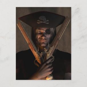 Carte Postale Capitaine pirate avec des pistolets