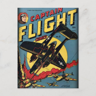 Carte Postale Capitaine Vol Vintage Golden Age Comic Book