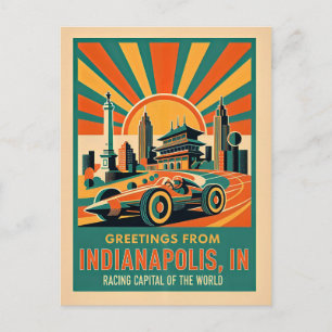 Carte Postale Capitale de la course rétro d'Indianapolis