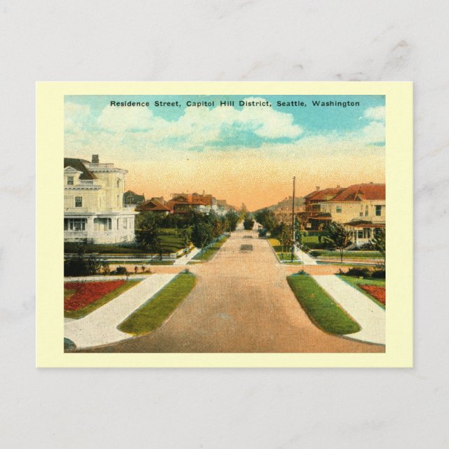Carte Postale Capitol Hill District, Seattle, Washington Vintage (Devant)