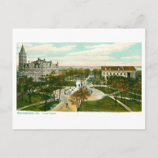 Carte Postale Capitol Square vintage, Richmond, Virginie (Devant)