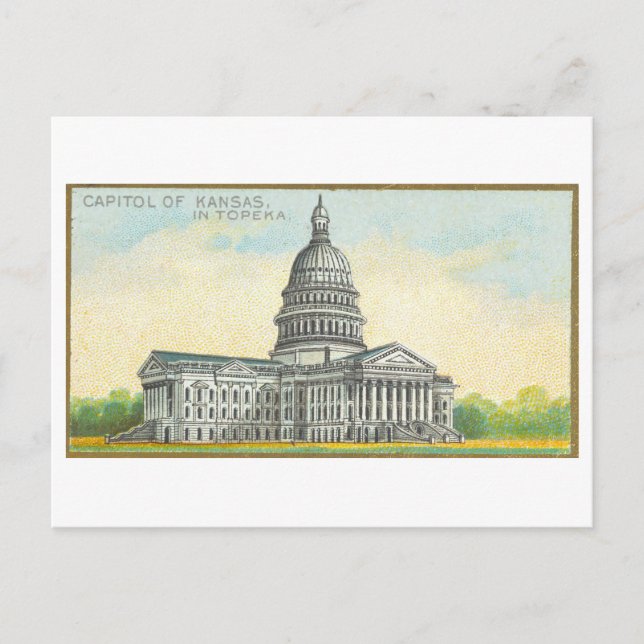 Carte Postale Capitole à Topeka, Kansas, Vintage (Devant)