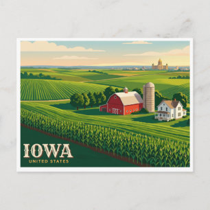 Carte Postale Capitole de l'État de l'Iowa et campagne agricole 