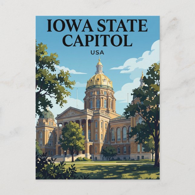 Carte Postale Capitole de l'État de l'Iowa États-Unis (Devant)