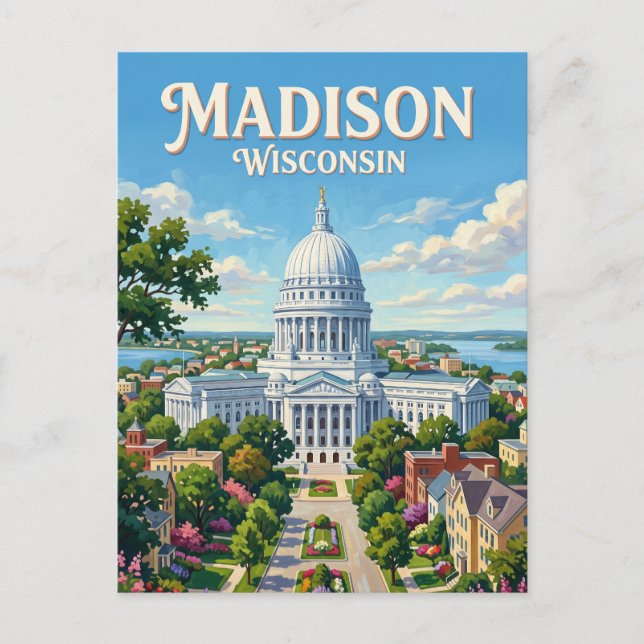 Carte Postale Capitole de l'État du Wisconsin à Madison (Devant)