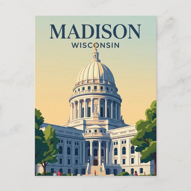 Carte Postale Capitole de l'État du Wisconsin Wisconsin (Devant)