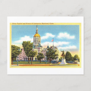 Carte Postale Capitole de l'État vintage à Hartford, Connecticut