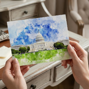 Carte Postale Capitole des États-Unis à Washington DC Aquarelle