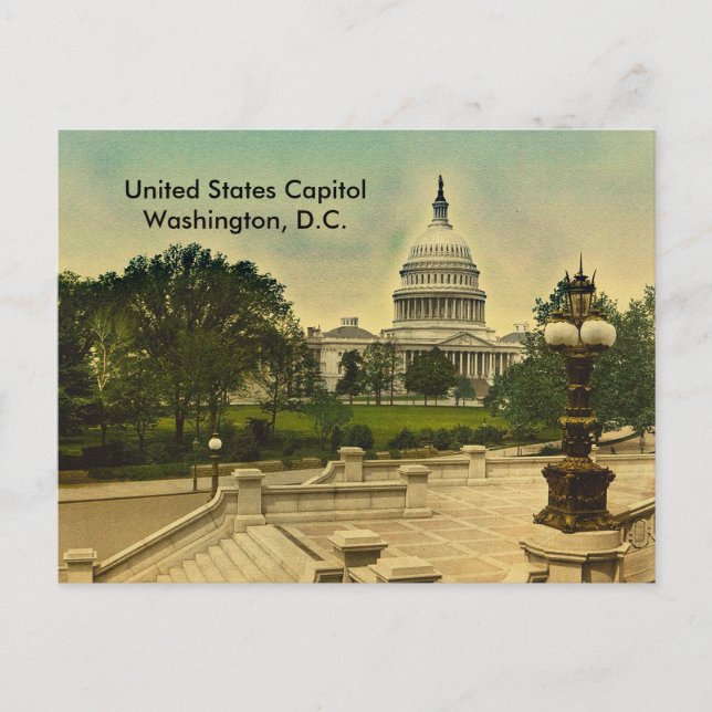 Carte Postale Capitole des États-Unis depuis les marches de la b (Devant)