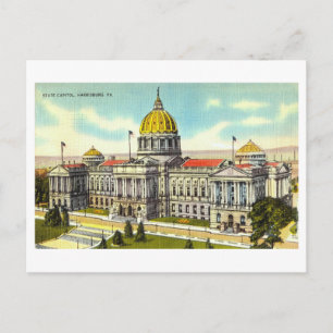 Carte Postale Capitole d'Etat vintage à Harrisburg, Pennsylvanie