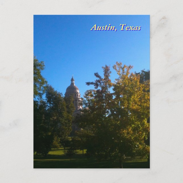 Carte Postale Capitole du Texas avec arbres (Devant)