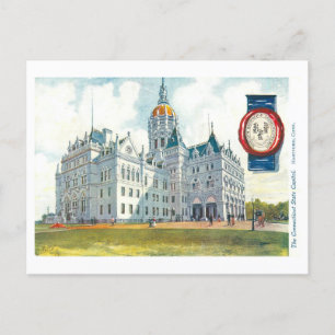 Carte Postale Capitole vintage Connecticut avec phoque