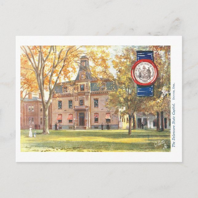 Carte Postale Capitole vintage Delaware avec phoque (Devant)