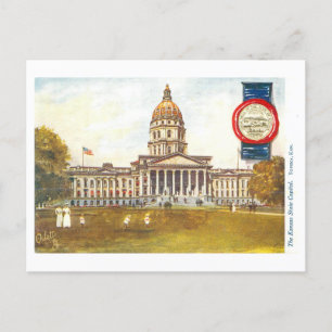 Carte Postale Capitole vintage du Kansas avec phoque