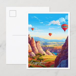 Carte Postale Cappadocia Turquie Art illustration de voyage vint