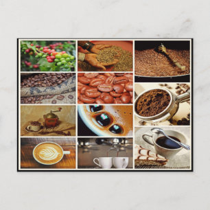 Carte Postale cappuccino coloré café café boisson collage