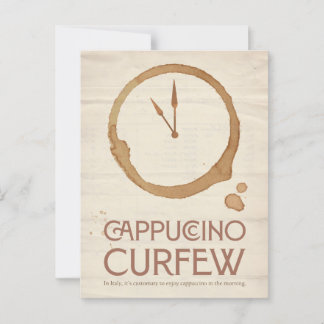 Carte Postale Cappuccino Curfew – 11AM Coffee Postcard