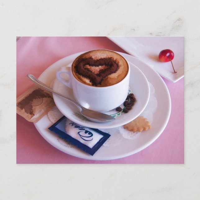 Carte Postale Cappuccino Italien Servi Avec Amour (Devant)