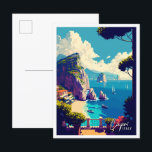 Carte Postale Capri Italie Art illustration de voyage vintage<br><div class="desc">Capri Italie Art lieu de voyage vintage illustration</div>