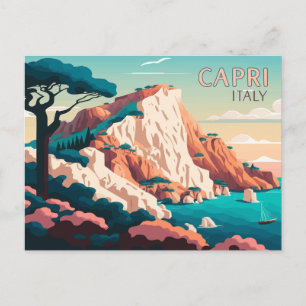 Carte Postale Capri Italie Citron Méditerranée île Rétro