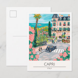Carte Postale Capri Italie Illustration d'art vintage Voyage