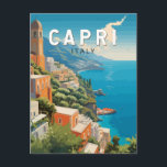 Carte Postale Capri Italie Travel Art Vintage<br><div class="desc">Capri conception de déplacement vectoriel rétro. Capri,  une île de la baie de Naples en Italie,  est réputée pour ses paysages accidentés.</div>